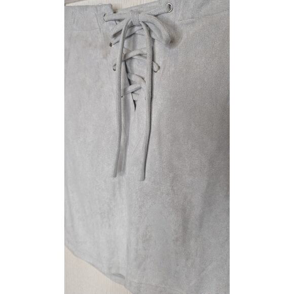 Hyfve light Gray lined boho mini skirt sz large - Picture 2 of 7